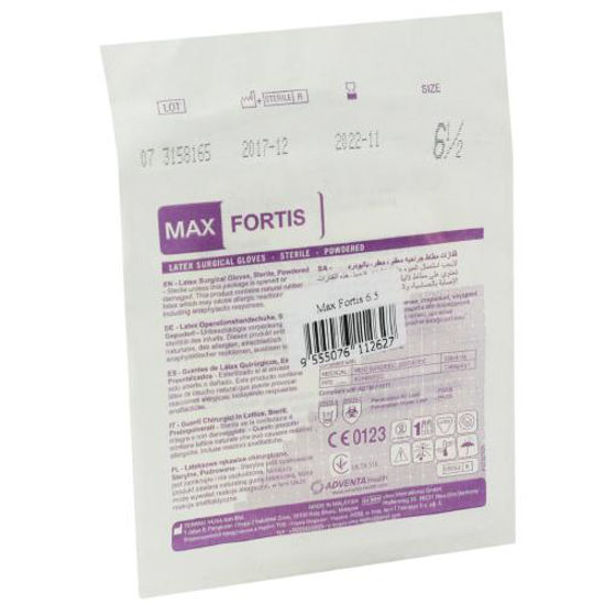 Перчатки латексные хирургические Max Fortis (Макс Фортис) стерильные опудренные размер 6.5